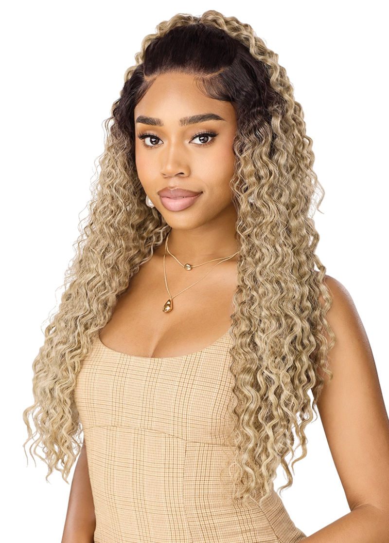 Outre Perfect Hairline Nueblend Human Hair Blend Glueless 13X6" Lace Front Wig PERUVIAN CURLS 26"