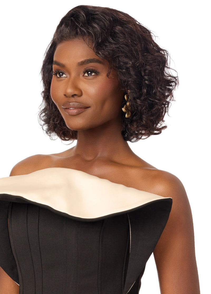 Outre My Tresses Black Label Glueless HD 13x5 Lace Frontal Wig 100% Unprocessed Human Hair WAVY BOB 12"