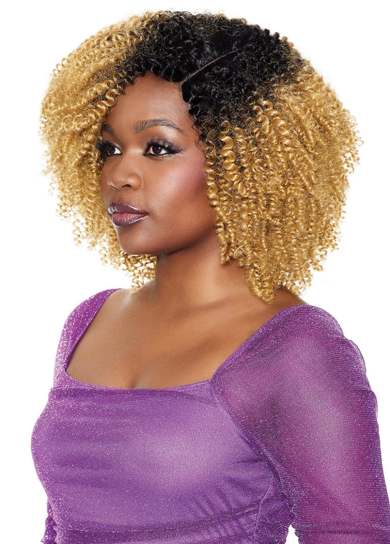 Outre Purple Pack Brazilian Boutique 100% Human Hair Blend Weave OH SO KINKY CURLY 5 PCS + Free 4" Deep Lace Closure