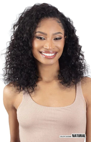 Shake N Go Naked 100% Human Hair Brazilian Natural Drawstring Full Cap Half Wig SUNNY DEEP 18"