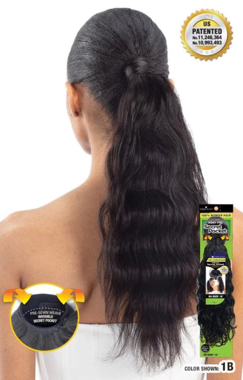 Shake N Go Secret Pocket Pony Pro Human Hair Wrap Ponytail BODY 18"