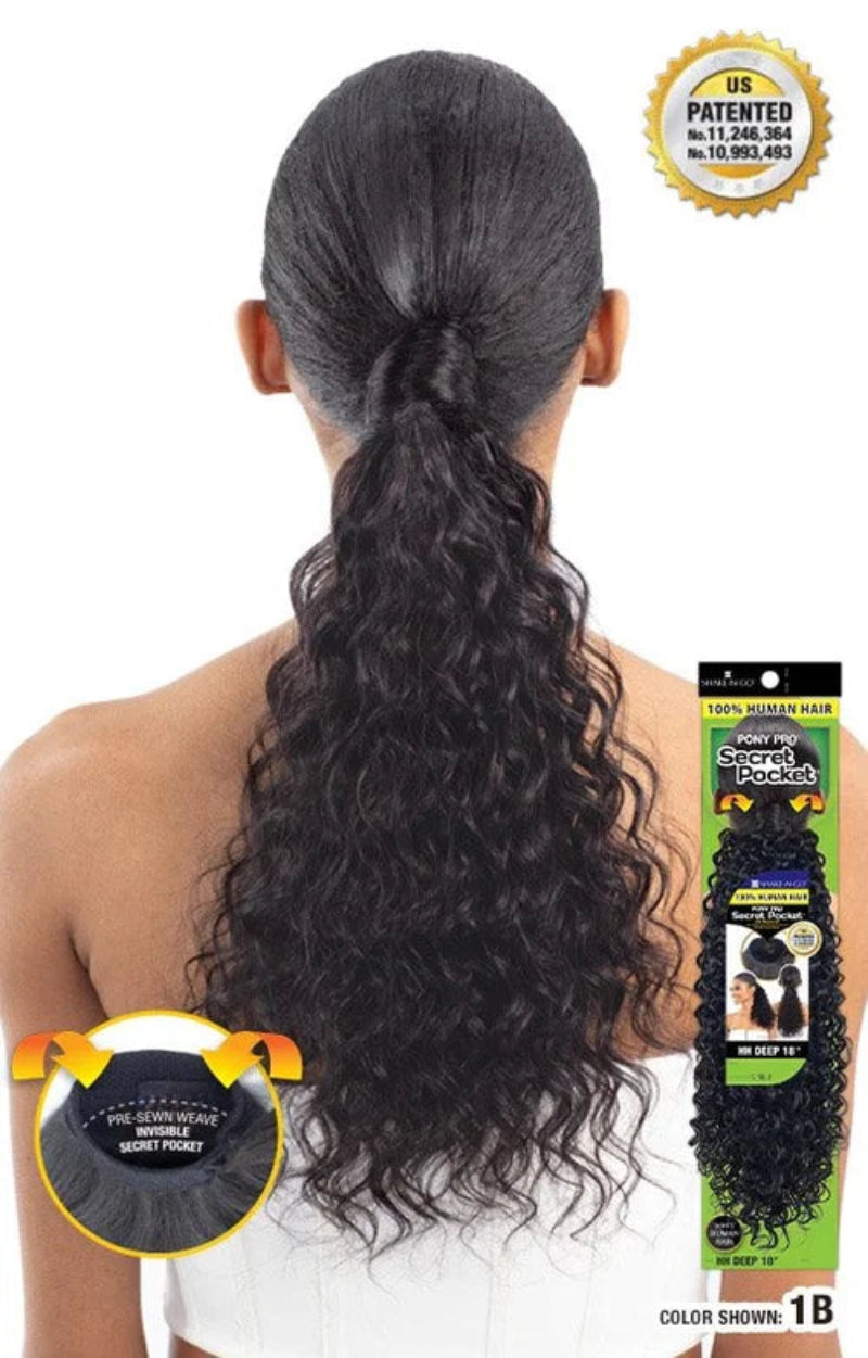 Shake N Go Secret Pocket Pony Pro Human Hair Wrap Ponytail DEEP 18"