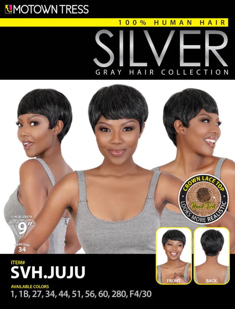 Silver Collection by Motown Tress 100% Human Hair Full Wig SVH.JUJU