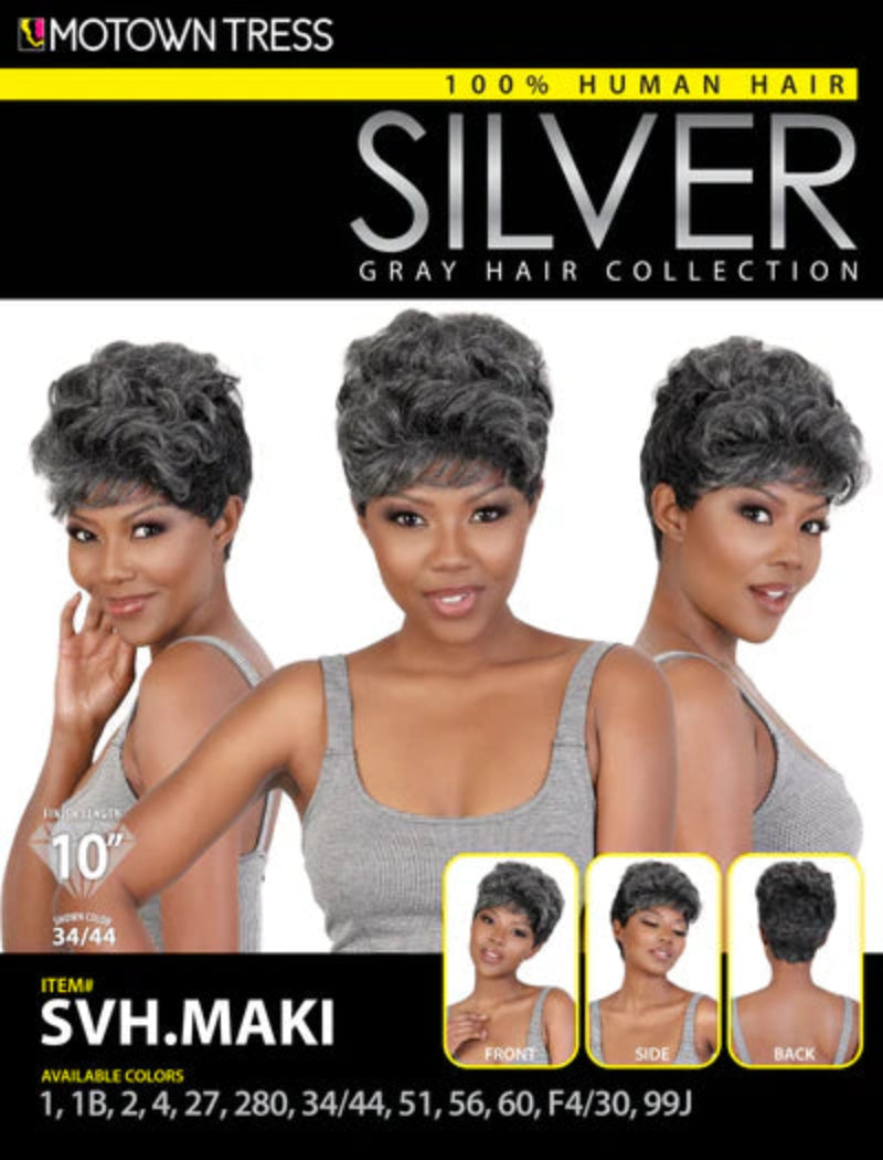 Silver Collection by Motown Tress 100% Human Hair Full Wig SVH.MAKI
