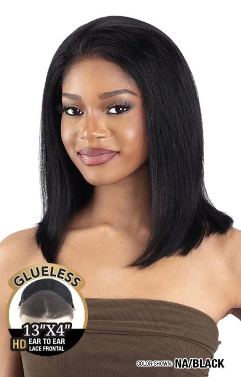 Shake-N-Go Golden 100% Human Hair Glueless 13x4 HD Transparent Lace Front Wig STRAIGHT 14"