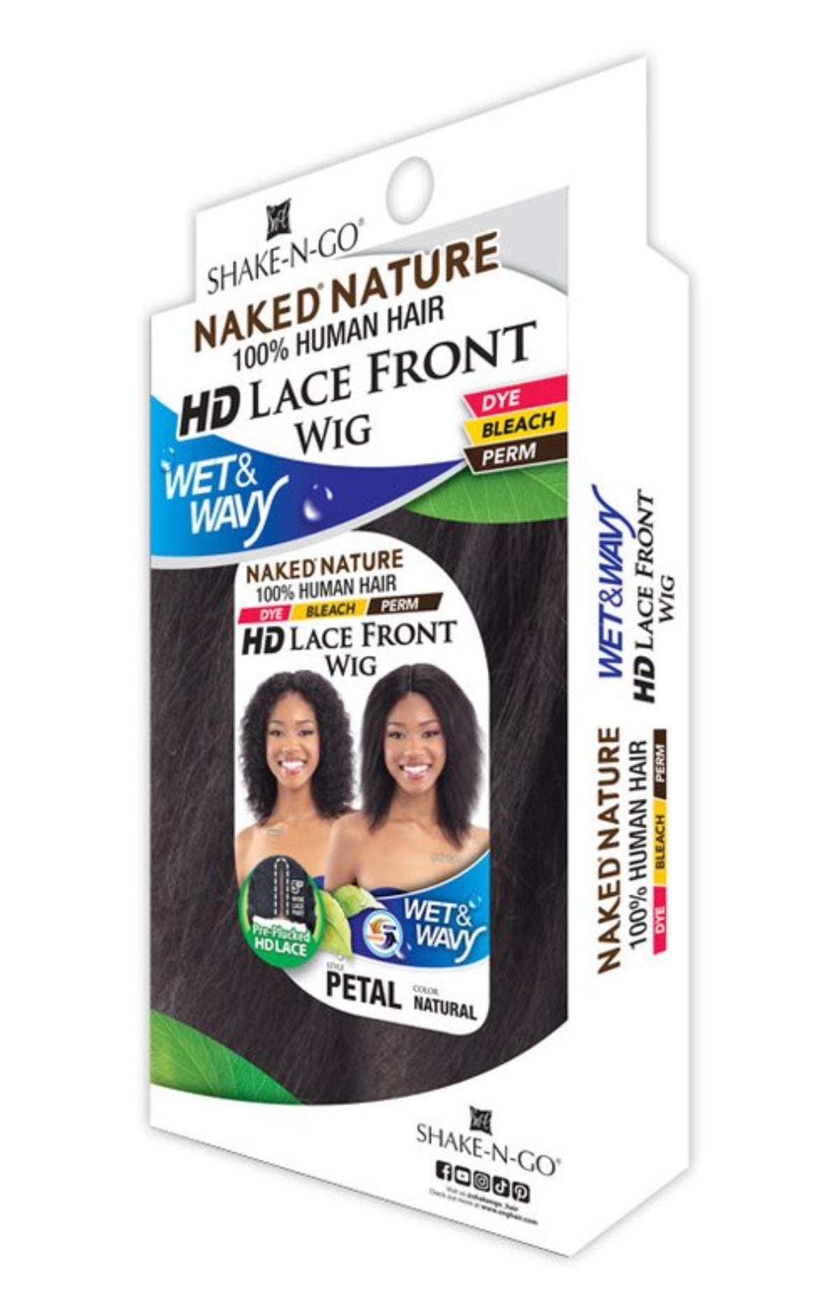 Shake N Go Naked Nature 100% Human Hair Lace Part Wig Wet & Wavy PETAL