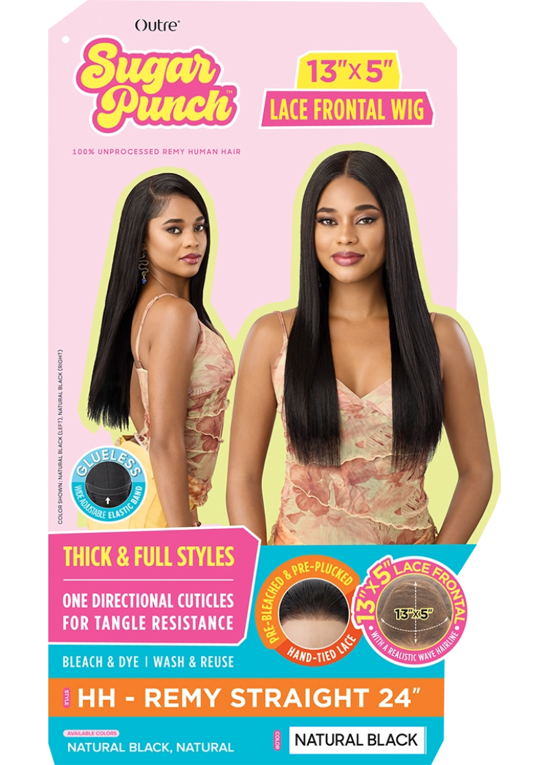 Outre Sugar Punch 100% Unprocessed Remy Human Hair Glueless HD 13x5 Lace Frontal Wig REMY STRAIGHT 24"