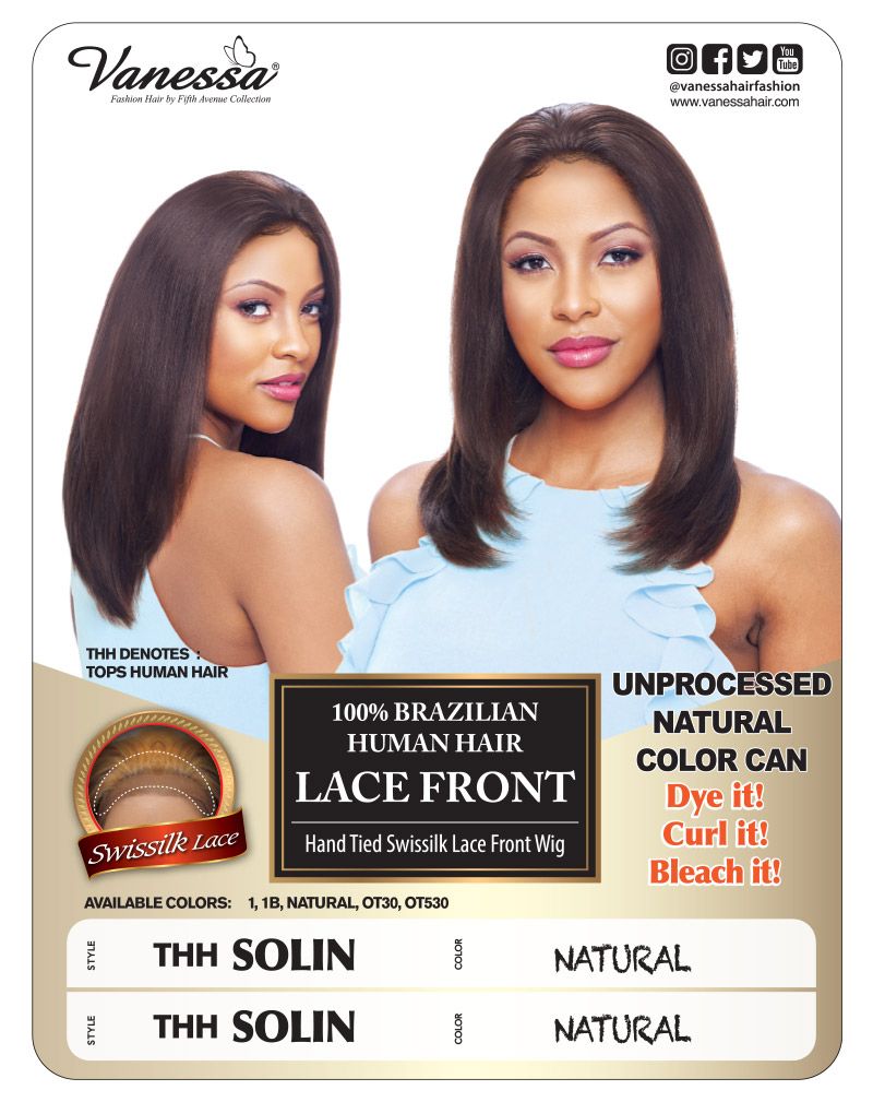 Vanessa 100% Brazilian Unprocessed Human Hair Swissilk Lace Front Wig THH SOLIN