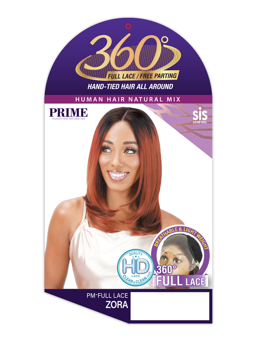 Zury Sis Human Hair Blend 360 HD Full Lace/Free Parting Wig ZORA