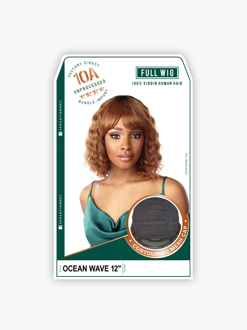 Sensationnel 100% Virgin Human Hair Full Wig 10A OCEAN WAVE 12"