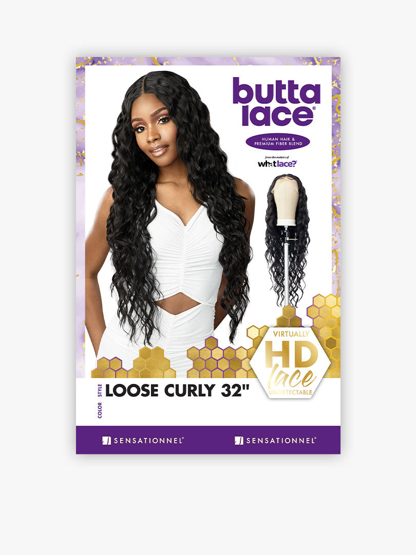 Sensationnel Human Hair Blend Butta HD Lace Front Wig LOOSE CURLY 32″