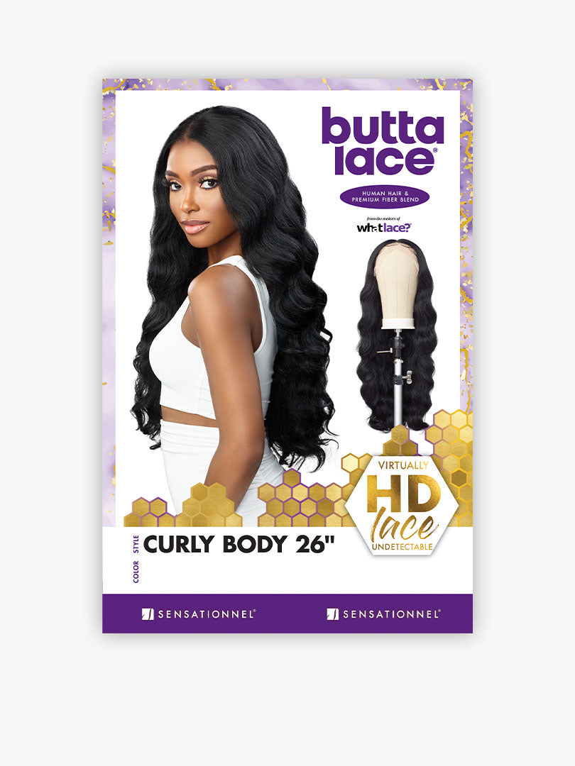 Sensationnel Human Hair Blend Butta HD Lace Front Wig CURLY BODY 26