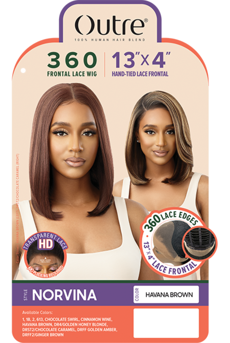Outre 100% Human Hair Blend 360 HD Frontal Lace Wig NORVINA