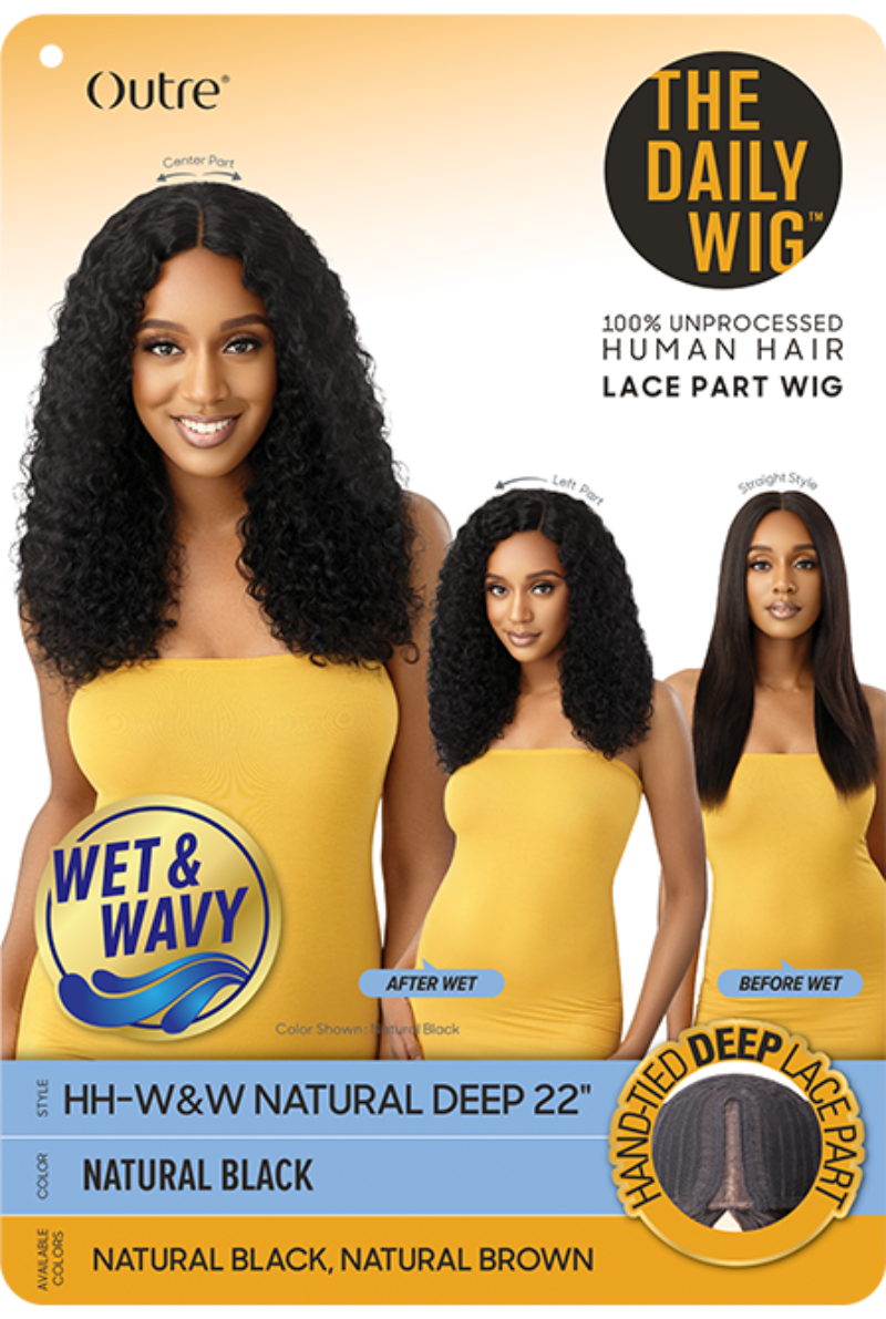 Outre The Daily Wig WET & WAVY 100% Unprocessed Human Hair Lace Part Wig Wet & Wavy NATURAL DEEP 22″