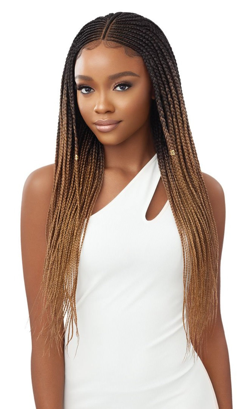 Braided Wig:Fulani braids cornrow. Lace front wig. burgundy