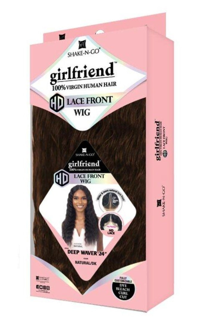 Shake n go Girlfriend 100% Virgin Human Hair HD Lace Front Wig DEEP WAVER 24"